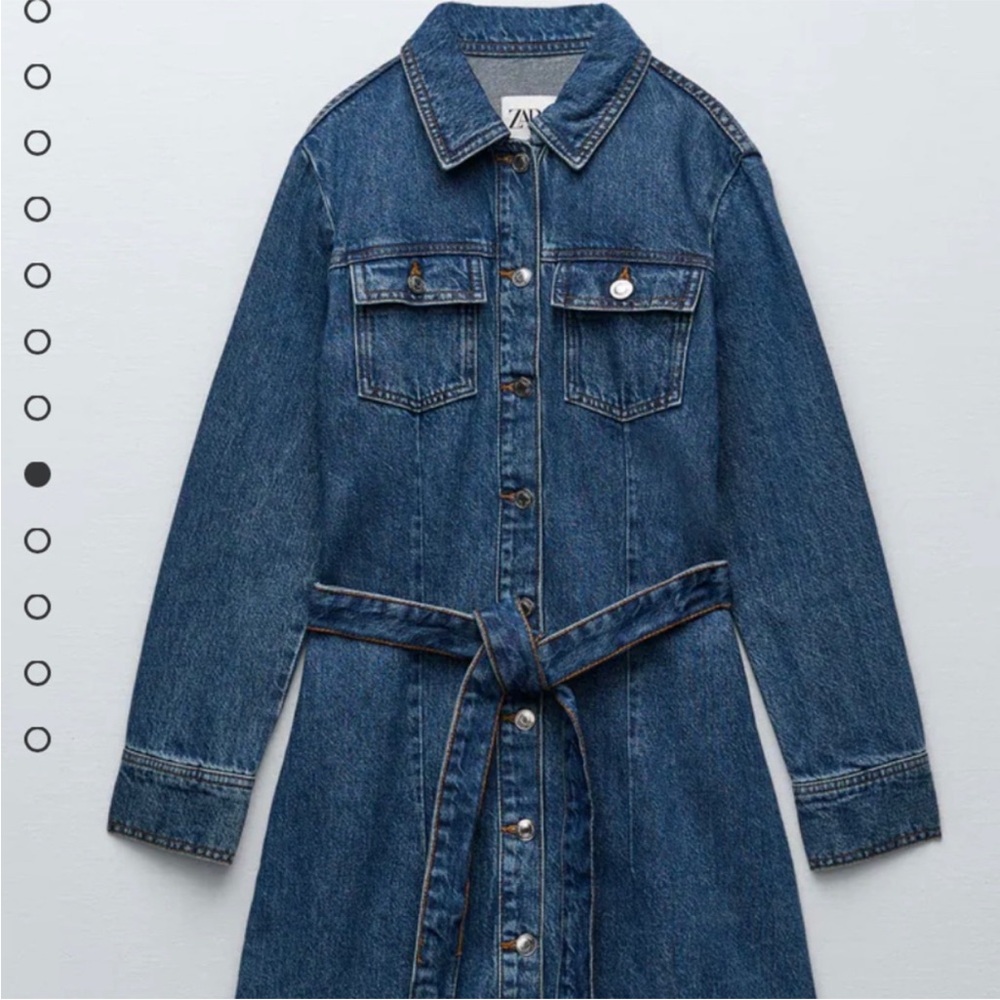 Zara Dark Blue Denim Belted dress